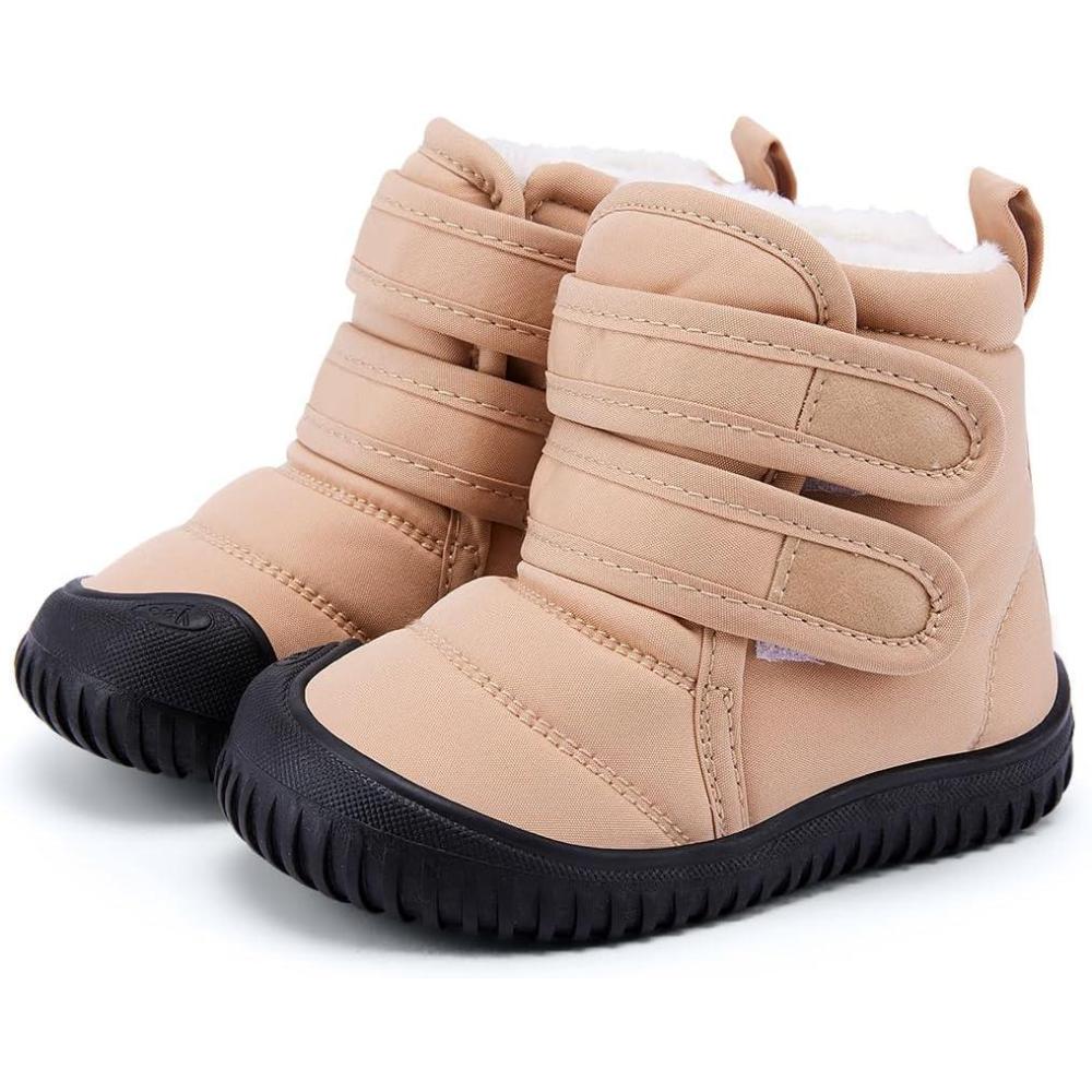 imageBMCiTYBM Toddler Baby Snow Boots Winter Shoes Boys Girls Cold Weather Baby Faux Fur ShoesTwo Strap Camel