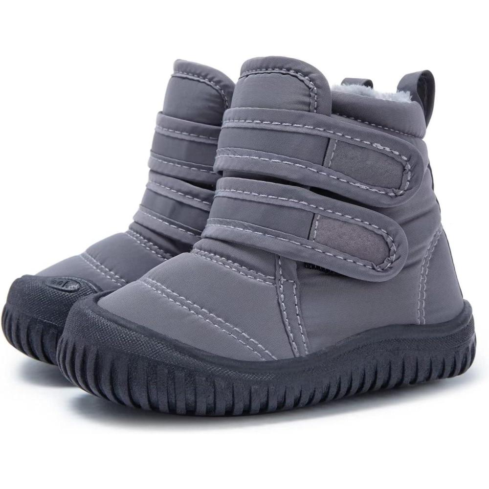 imageBMCiTYBM Toddler Baby Snow Boots Winter Shoes Boys Girls Cold Weather Baby Faux Fur ShoesTwo Strap Grey
