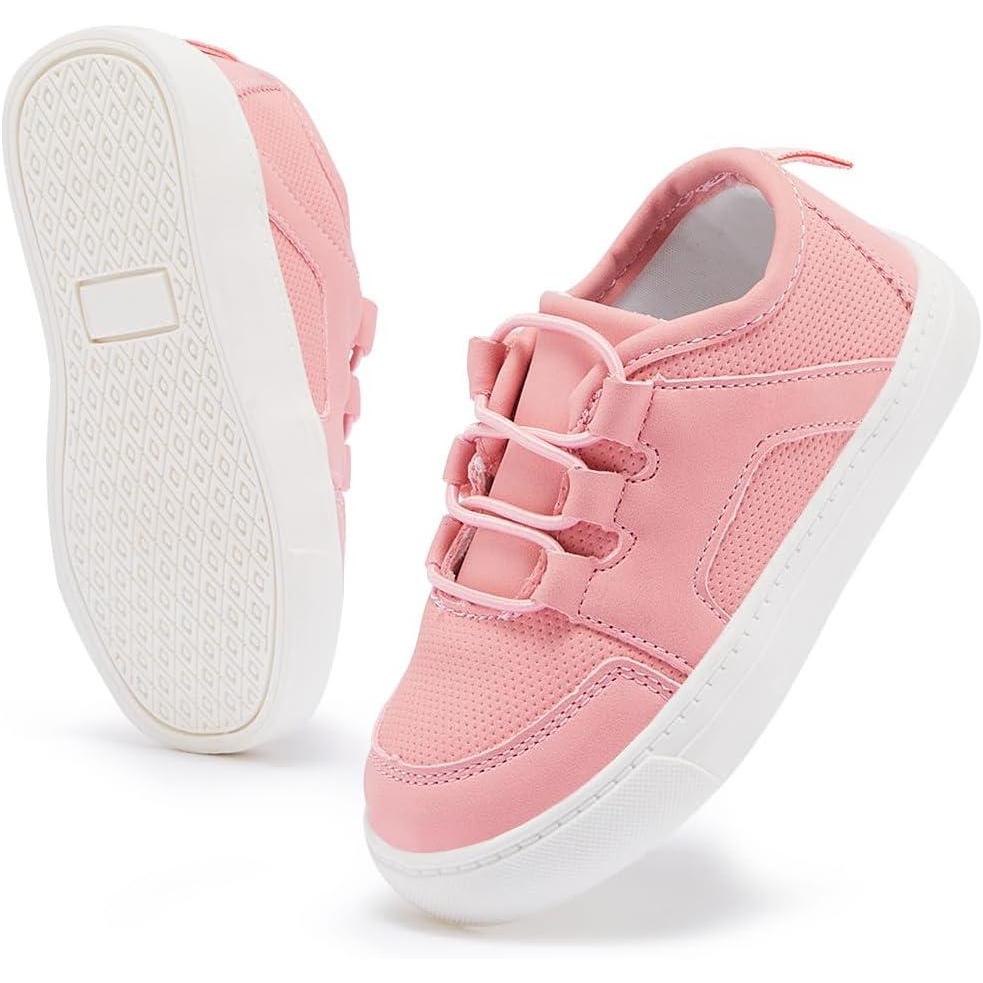 imageToddler Boys Girls Walking Shoes High Top Tennis Canvas SneakersInfantToddlerXpink