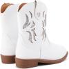 imageBMCiTYBM Toddler Little Girls Cowboy Cowgirl Boots Kids Pointed Toe Western Boots Mid Calf Side Zipper Riding Shoes for All Seasons ToddlerLittle KidA1white