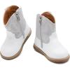 imageBMCiTYBM Baby Cowboy Cowgirl Boots Infant Western Boots Toddler Boys Girls Round Toe Riding Mid Calf Boots All Seasons for 6 9 12 18 24 MonthsA1white Grey