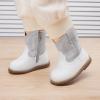 imageBMCiTYBM Baby Cowboy Cowgirl Boots Infant Western Boots Toddler Boys Girls Round Toe Riding Mid Calf Boots All Seasons for 6 9 12 18 24 MonthsA1white Grey