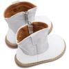 imageBMCiTYBM Baby Cowboy Cowgirl Boots Infant Western Boots Toddler Boys Girls Round Toe Riding Mid Calf Boots All Seasons for 6 9 12 18 24 MonthsA1white Grey