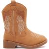 imageBMCiTYBM Toddler Cowgirl Cowboy Boots Boys Girls Square Toe Western Boots Mid Calf Side Zipper Riding Shoes for All SeasonsAbrown