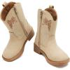 imageBMCiTYBM Toddler Cowgirl Cowboy Boots Boys Girls Square Toe Western Boots Mid Calf Side Zipper Riding Shoes for All SeasonsAcamel