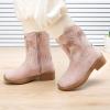imageBMCiTYBM Toddler Cowgirl Cowboy Boots Boys Girls Square Toe Western Boots Mid Calf Side Zipper Riding Shoes for All SeasonsApurple