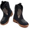 imageBMCiTYBM Toddler Cowgirl Cowboy Boots Boys Girls Square Toe Western Boots Mid Calf Side Zipper Riding Shoes for All SeasonsBblack