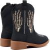 imageBMCiTYBM Toddler Cowgirl Cowboy Boots Boys Girls Square Toe Western Boots Mid Calf Side Zipper Riding Shoes for All SeasonsBblack