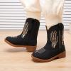 imageBMCiTYBM Toddler Cowgirl Cowboy Boots Boys Girls Square Toe Western Boots Mid Calf Side Zipper Riding Shoes for All SeasonsBblack