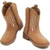 imageBMCiTYBM Toddler Cowgirl Cowboy Boots Boys Girls Square Toe Western Boots Mid Calf Side Zipper Riding Shoes for All SeasonsBbrown