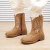 imageBMCiTYBM Toddler Cowgirl Cowboy Boots Boys Girls Square Toe Western Boots Mid Calf Side Zipper Riding Shoes for All SeasonsBbrown
