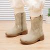 imageBMCiTYBM Toddler Cowgirl Cowboy Boots Boys Girls Square Toe Western Boots Mid Calf Side Zipper Riding Shoes for All SeasonsBcamel