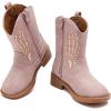 imageBMCiTYBM Toddler Cowgirl Cowboy Boots Boys Girls Square Toe Western Boots Mid Calf Side Zipper Riding Shoes for All SeasonsBpurple