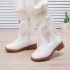 imageBMCiTYBM Toddler Cowgirl Cowboy Boots Boys Girls Square Toe Western Boots Mid Calf Side Zipper Riding Shoes for All SeasonsBwhite
