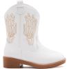 imageBMCiTYBM Toddler Cowgirl Cowboy Boots Boys Girls Square Toe Western Boots Mid Calf Side Zipper Riding Shoes for All SeasonsBwhite