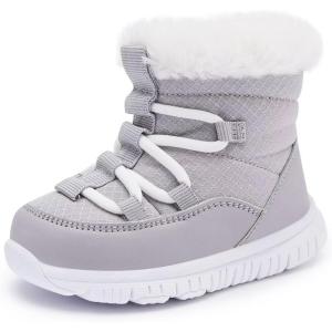 imageBMCiTYBM Girls Boys Snow Boots Warm Winter Fur Lined Baby Shoes InfantToddlerLittle Kid3grey