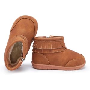imageBMCiTYBM Girls Boys Snow Boots Warm Winter Fur Lined Baby Shoes InfantToddlerLittle Kid4camel