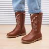 imageBMCiTYBM Toddler Girl Boy Cowboy Cowgirl Boots Little Kids Square Toe Western Boots Mid Calf Side Zipper Riding Shoes for All SeasonsAbrown