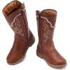 imageBMCiTYBM Toddler Girl Boy Cowboy Cowgirl Boots Little Kids Square Toe Western Boots Mid Calf Side Zipper Riding Shoes for All SeasonsAbrown