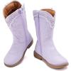 imageBMCiTYBM Toddler Girl Boy Cowboy Cowgirl Boots Little Kids Square Toe Western Boots Mid Calf Side Zipper Riding Shoes for All SeasonsApurple