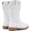 imageBMCiTYBM Toddler Girl Boy Cowboy Cowgirl Boots Little Kids Square Toe Western Boots Mid Calf Side Zipper Riding Shoes for All SeasonsAwhite
