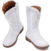 imageBMCiTYBM Toddler Girl Boy Cowboy Cowgirl Boots Little Kids Square Toe Western Boots Mid Calf Side Zipper Riding Shoes for All SeasonsAwhite