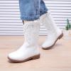 imageBMCiTYBM Toddler Girl Boy Cowboy Cowgirl Boots Little Kids Square Toe Western Boots Mid Calf Side Zipper Riding Shoes for All SeasonsAwhite