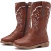 imageBMCiTYBM Toddler Girl Boy Cowboy Cowgirl Boots Little Kids Square Toe Western Boots Mid Calf Side Zipper Riding Shoes for All SeasonsAbrown
