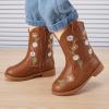 imageBMCiTYBM Toddler Girls Cowgirl Boots Little Kids Mid Calf Western Flower Cowboy Pointed Toe Riding Shoes All Season1brown
