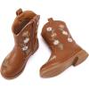 imageBMCiTYBM Toddler Girls Cowgirl Boots Little Kids Mid Calf Western Flower Cowboy Pointed Toe Riding Shoes All Season1brown