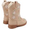 imageBMCiTYBM Toddler Girls Cowgirl Boots Little Kids Mid Calf Western Flower Cowboy Pointed Toe Riding Shoes All Season1camel