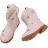 imageBMCiTYBM Toddler Girls Cowgirl Boots Little Kids Mid Calf Western Flower Cowboy Pointed Toe Riding Shoes All Season1pink