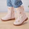 imageBMCiTYBM Toddler Girls Cowgirl Boots Little Kids Mid Calf Western Flower Cowboy Pointed Toe Riding Shoes All Season1pink