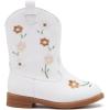 imageBMCiTYBM Toddler Girls Cowgirl Boots Little Kids Mid Calf Western Flower Cowboy Pointed Toe Riding Shoes All Season1white