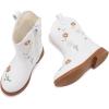 imageBMCiTYBM Toddler Girls Cowgirl Boots Little Kids Mid Calf Western Flower Cowboy Pointed Toe Riding Shoes All Season1white