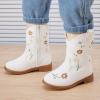 imageBMCiTYBM Toddler Girls Cowgirl Boots Little Kids Mid Calf Western Flower Cowboy Pointed Toe Riding Shoes All Season1white