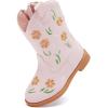 imageBMCiTYBM Toddler Girls Cowgirl Boots Little Kids Mid Calf Western Flower Cowboy Pointed Toe Riding Shoes All Season2pink