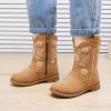 imageBMCiTYBM Toddler Girls Cowgirl Boots Little Kids Mid Calf Western Flower Cowboy Pointed Toe Riding Shoes All Season3brown
