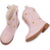 imageBMCiTYBM Toddler Girls Cowgirl Boots Little Kids Mid Calf Western Flower Cowboy Pointed Toe Riding Shoes All Season3pink