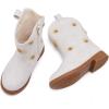 imageBMCiTYBM Toddler Girls Cowgirl Boots Little Kids Mid Calf Western Flower Cowboy Pointed Toe Riding Shoes All Season3white
