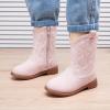 imageBMCiTYBM Toddler Girls Cowgirl Boots Little Kids Mid Calf Western Flower Cowboy Pointed Toe Riding Shoes All Season4pink
