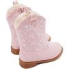 imageBMCiTYBM Toddler Girls Cowgirl Boots Little Kids Mid Calf Western Flower Cowboy Pointed Toe Riding Shoes All Season4pink