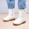 imageBMCiTYBM Toddler Girls Cowgirl Boots Little Kids Mid Calf Western Flower Cowboy Pointed Toe Riding Shoes All Season4white