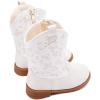 imageBMCiTYBM Toddler Girls Cowgirl Boots Little Kids Mid Calf Western Flower Cowboy Pointed Toe Riding Shoes All Season4white