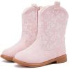 imageBMCiTYBM Toddler Girls Cowgirl Boots Little Kids Mid Calf Western Flower Cowboy Pointed Toe Riding Shoes All Season4pink