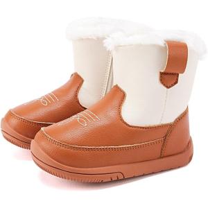 imageBMCiTYBM Baby Boys Girls Boots Infant Shoes First Walking Booties for All Seasons for 6 9 12 15 18 24 Months2brownWhite