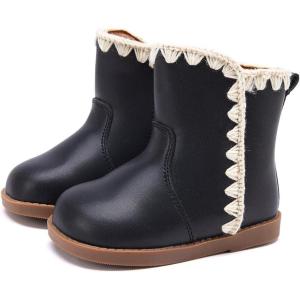 imageBMCiTYBM Baby Boys Girls Boots Infant Shoes First Walking Booties for All Seasons for 6 9 12 15 18 24 Months8black