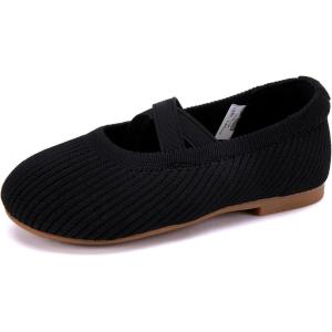 imageBMCiTYBM Toddler Girl Ballet Flats Comfortable Knit Casual Dressy Shoes for Girl Party School ShoesBblack