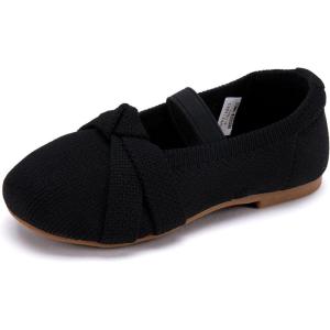 imageBMCiTYBM Toddler Girl Ballet Flats Comfortable Knit Casual Dressy Shoes for Girl Party School ShoesCblack