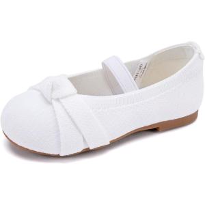 imageBMCiTYBM Toddler Girl Ballet Flats Comfortable Knit Casual Dressy Shoes for Girl Party School ShoesCwhite